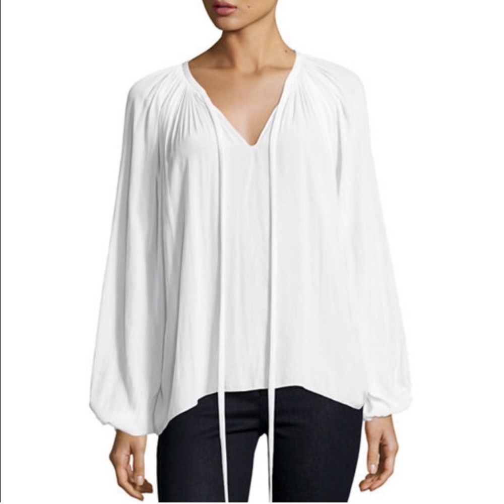 Ramy Brook Paris‎ Long Sleeve Top Peasant Blouse White Women’s Size Small